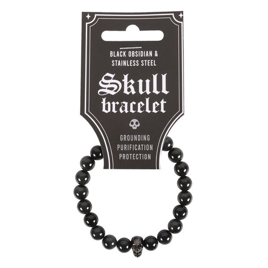 Skull Bracelet - Obsidian