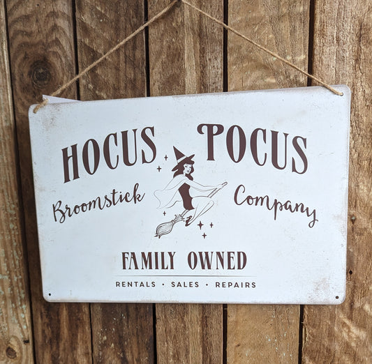 Hocus Pocus Broomstick Company metal Sign