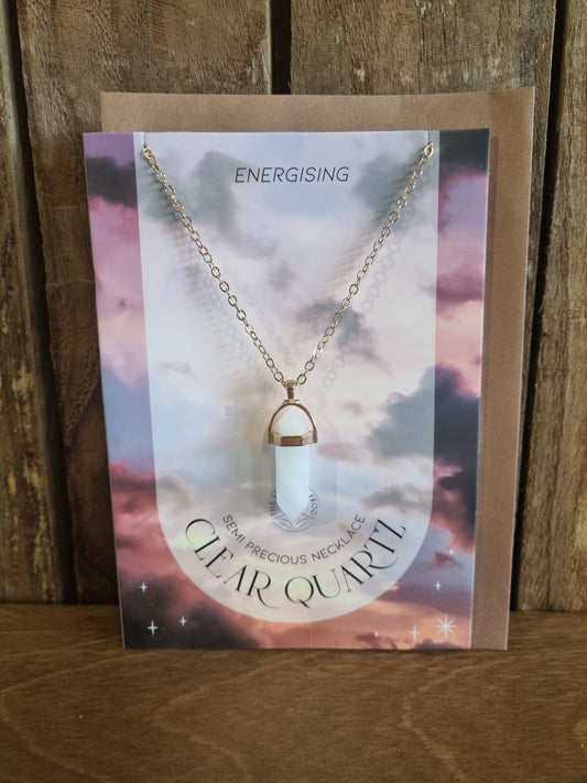Clear Quartz Crystal Necklace Card
