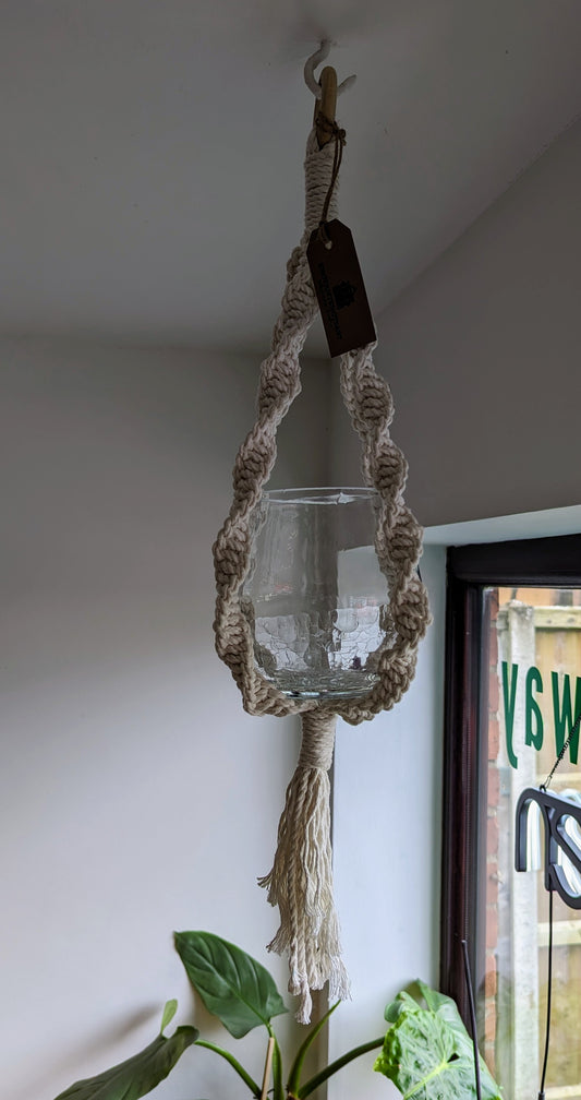 Macrame Hanger with Glass Pot