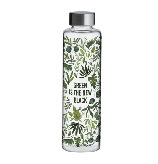 Typhoon Pure Glass Bottle ‘Green is The New Black’ 600ml